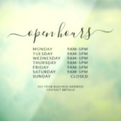 Black Business Opening Uours Elegant Script Sign Raamsticker (Vel 3)