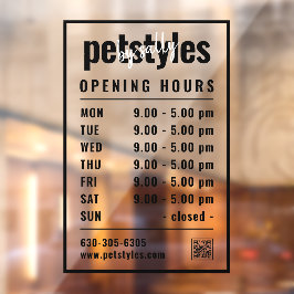 Black Business Opening Uren Logo QR-code Raamsticker