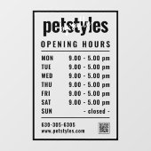 Black Business Opening Uren Logo QR-code Raamsticker (Vel)