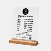 Black Business Openingstijden logo QR-code Acryl Bord (Hoek)