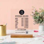 Black Business Openingstijden logo QR-code Acryl Bord (Huwelijk)