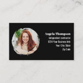 Black Business Photo QR Code Social Media Visitekaartje (Voorkant)