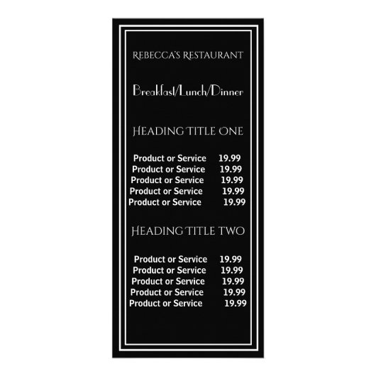 Black Business Pricing & Service Rack Kaart (Voorkant)