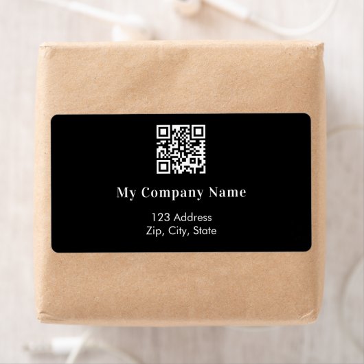 Black business qr code retour adres verzending etiket (Insitu)