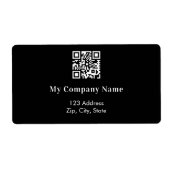 Black business qr code retour adres verzending etiket (Voorkant)