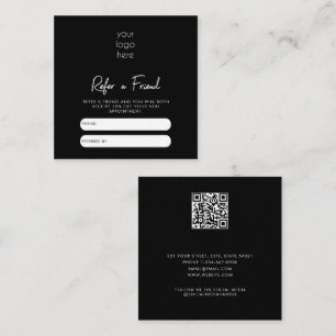 Black Business Refer Friend Reference Loyalty Kaar Vierkante Visitekaartje