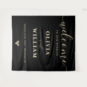 Black Butter Yellow Wedding Welcome Sign Backdrop Wandkleed (Voorkant (horizontaal))