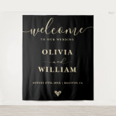 Black Butter Yellow Wedding Welcome Sign Backdrop Wandkleed (Voorkant)