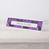 Black Butterflies Paars Glitter Fly Insect Animal Bureau Naambordje (Voorkant)