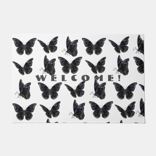 Black Butterflies Welkom Doormat Deurmat (Voorkant)