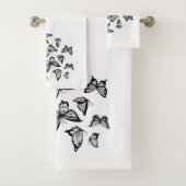 "Black Butterfly" Bath Towell Set Bad Handdoek (Insitu)