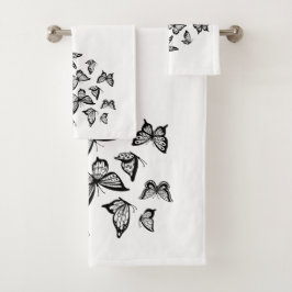 "Black Butterfly" Bath Towell Set Bad Handdoek