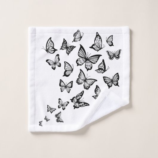 "Black Butterfly" Bath Towell Set Bad Handdoek (Wasdoekje)