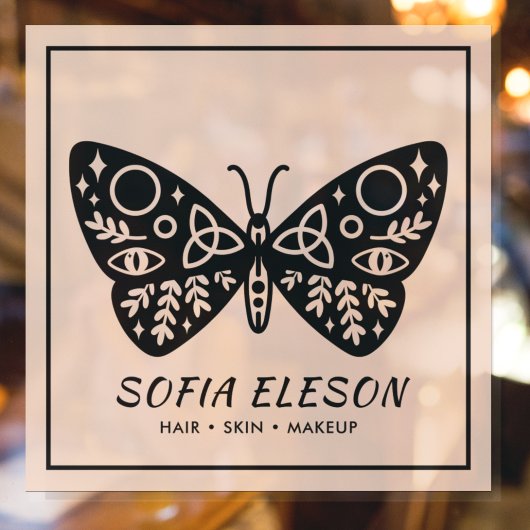 Black Butterfly & Blush Pink Beauty Salon Zakelijk Raamsticker