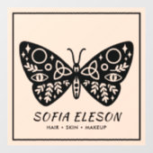 Black Butterfly & Blush Pink Beauty Salon Zakelijk Raamsticker (Vel)