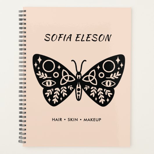 Black Butterfly & Blush Pink Zakelijke Afspraak Planner (Voorkant)