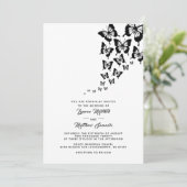 Black Butterfly bruiloft uitnodiging (Staand voorkant)