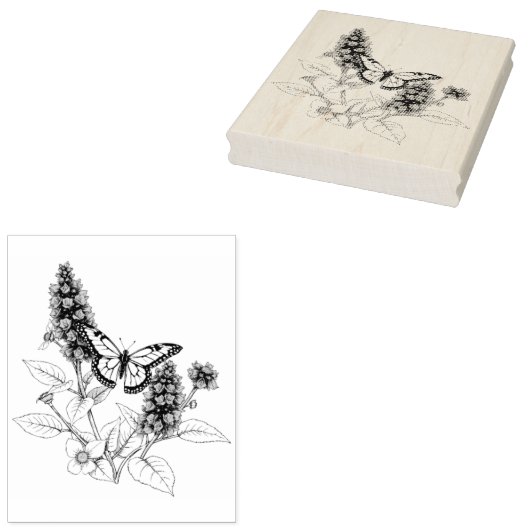 Black Butterfly Bush Rubberstempel (Gestempeld)