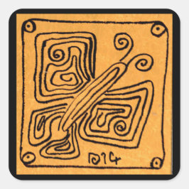 Black Butterfly drawing, square sticker, sealer Vierkante Sticker