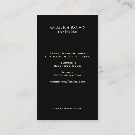 Black Butterfly Faux Gold Foil Visitekaartje (Achterkant)