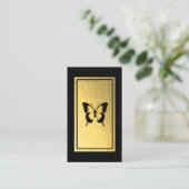 Black Butterfly Faux Gold Foil Visitekaartje (Staand voorkant)