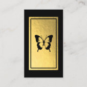 Black Butterfly Faux Gold Foil Visitekaartje (Voorkant)