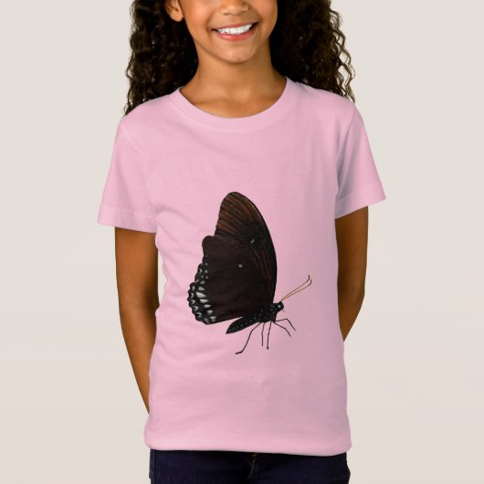 Black Butterfly Girls Pink T-Shirt (Voorkant)