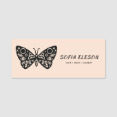 Black Butterfly Logo Blush Pink Professioneel Pers Naamplaatje (Voorkant)