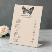 Black Butterfly Logo & Blush Pink Service Prijs Reclamebord Met Voetstuk