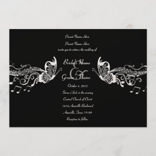 Black Butterfly Music Fidelity Wedding Invitations Kaart