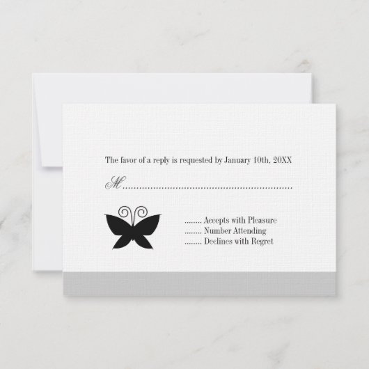 Black Butterfly Rsvp Kaartje (Voorkant)