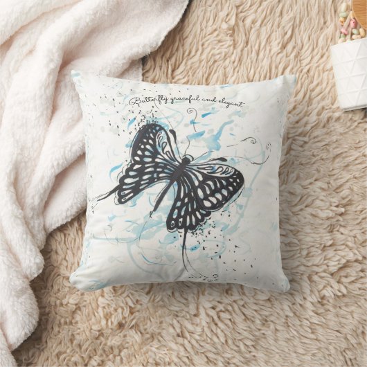Black Butterfly square Cushion Kussen (Deken)