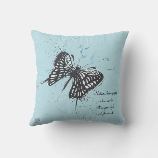 Black Butterfly square Cushion Kussen (Achterkant)