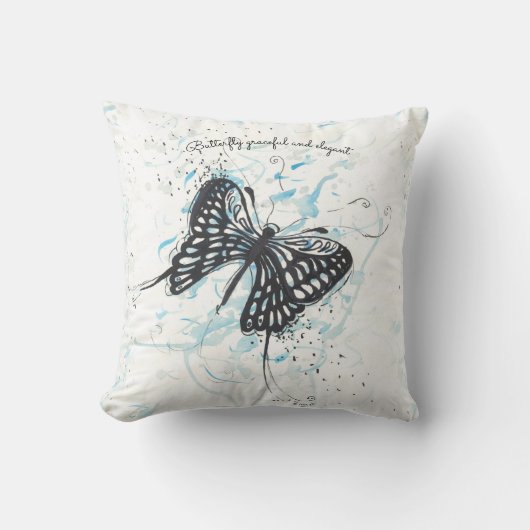Black Butterfly square Cushion Kussen (Voorkant)