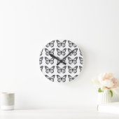 Black Butterfly Stencils Ronde Klok (Huis)