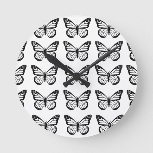Black Butterfly Stencils Ronde Klok (Voorkant)