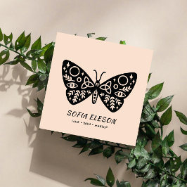 Black Butterfly Vrouwelijke Blush Roze Typografie Vierkante Visitekaartje