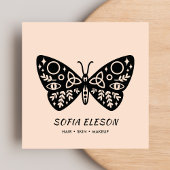 Black Butterfly Vrouwelijke Blush Roze Typografie Vierkante Visitekaartje