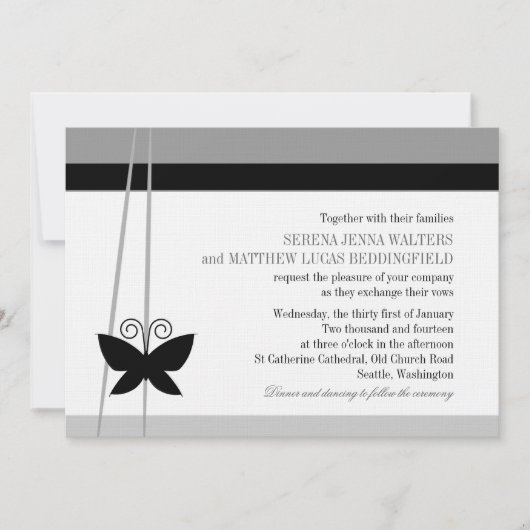 Black Butterfly Wedding Kaart (Voorkant)