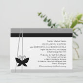 Black Butterfly Wedding Kaart (Staand voorkant)