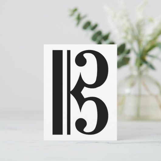 Black C Clef Briefkaart (Staand voorkant)