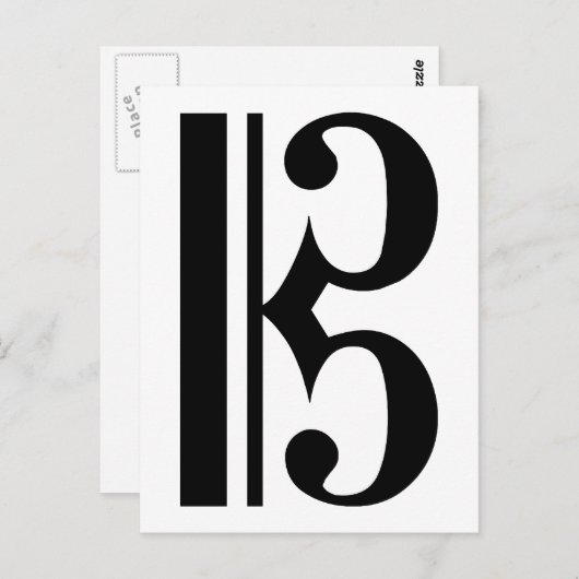 Black C Clef Briefkaart (Voorkant / Achterkant)
