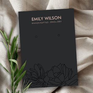 BLACK CACTUS SUCCULENT FOLIAGE EARRING DISPLAY VISITEKAARTJE