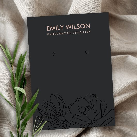 BLACK CACTUS SUCCULENT FOLIAGE EARRING DISPLAY VISITEKAARTJE