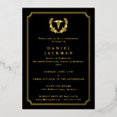 Black Caduceus+Laurel Medical School Afstuderen Folie Uitnodiging (Voorkant)