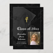 Black Caduceus Medical of Nursing Photo Afstuderen Kaart (Voorkant / Achterkant)