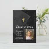 Black Caduceus Medical of Nursing Photo Afstuderen Kaart (Staand voorkant)