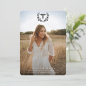 Black Caduceus Medical School 2 Foto Afstuderen Aankondiging (Staand voorkant)