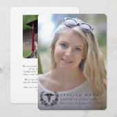 Black Caduceus Medical School 2 Foto Afstuderen Aankondiging (Voorkant / Achterkant)