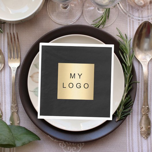 Black cafe bar business logo luncheon servet